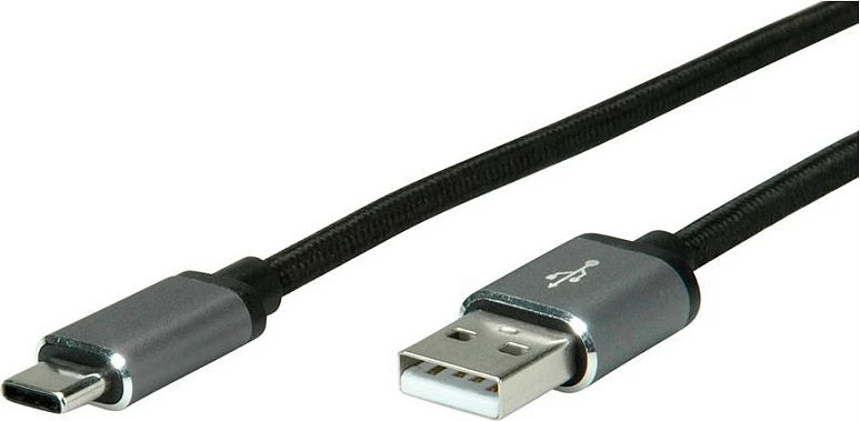 Kabllo USB ROLINE 11029029, USB-A në USB-C, 3 m, USB 2.0, e zezë/argjendtë