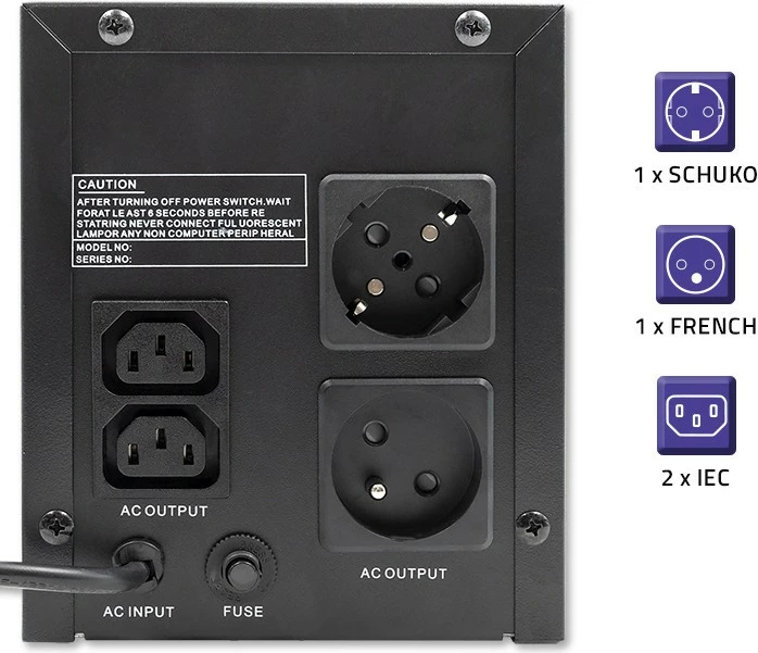 UPS Qoltec 53776, 1500VA, 900W, Midi Tower, Zi