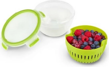 Enë frutash Emsa N10722 Clip & Go, 1.1L, me sitë, jeshile