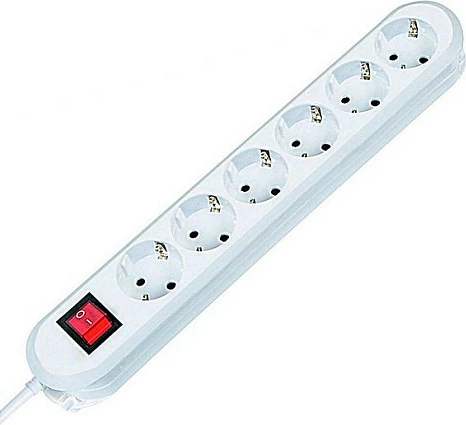 Zgjatues rryme Bachmann SMART, 6 priza Schuko, me ndërprerës, kabllo 1.5m, i bardhë