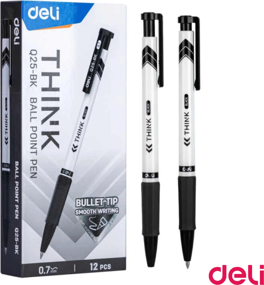 DELI KIMIK BALLPOINT Q25BK BLACK 0.7 1/12