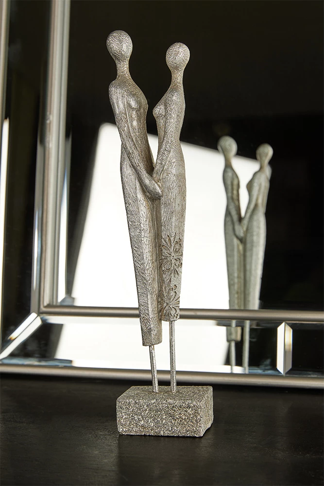 Dekor figurë, polirezine, ngjyrë argjendi, 8x5x31 cm
