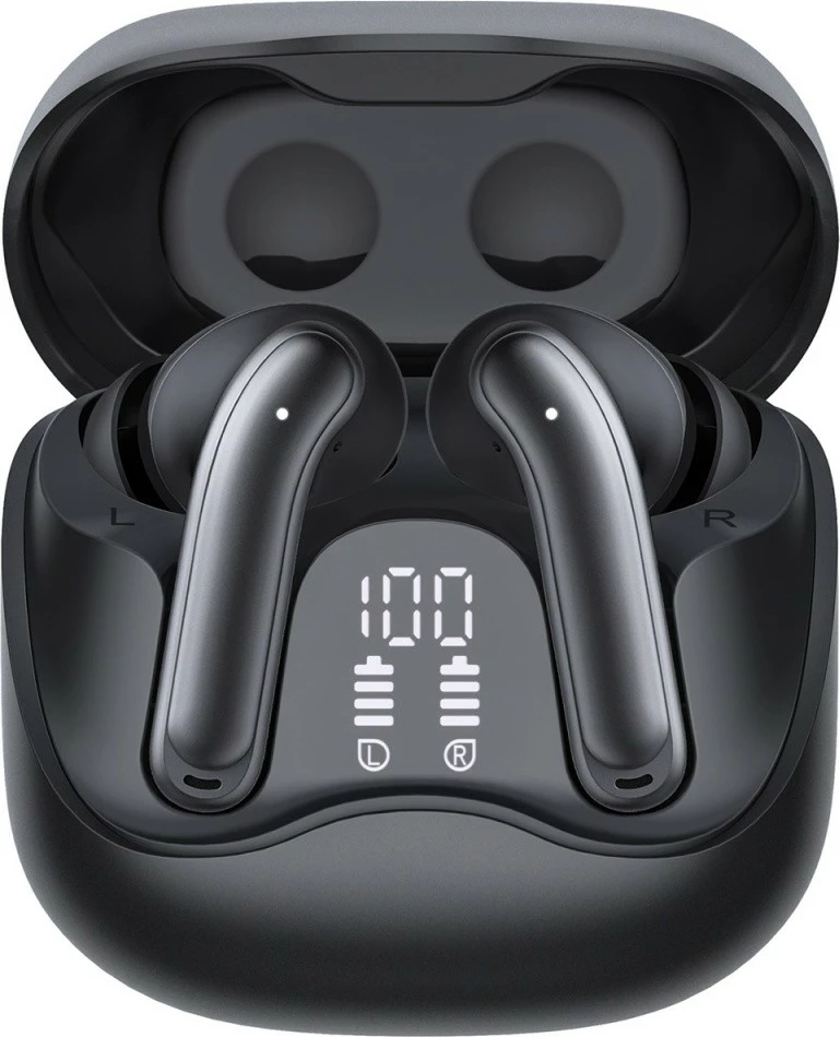 Kufje wireless Audiocore AC591 PRO me ANC/ENC, 6 mikrofona, Bluetooth 5.4, kuti karikimi USB‑C, e zezë