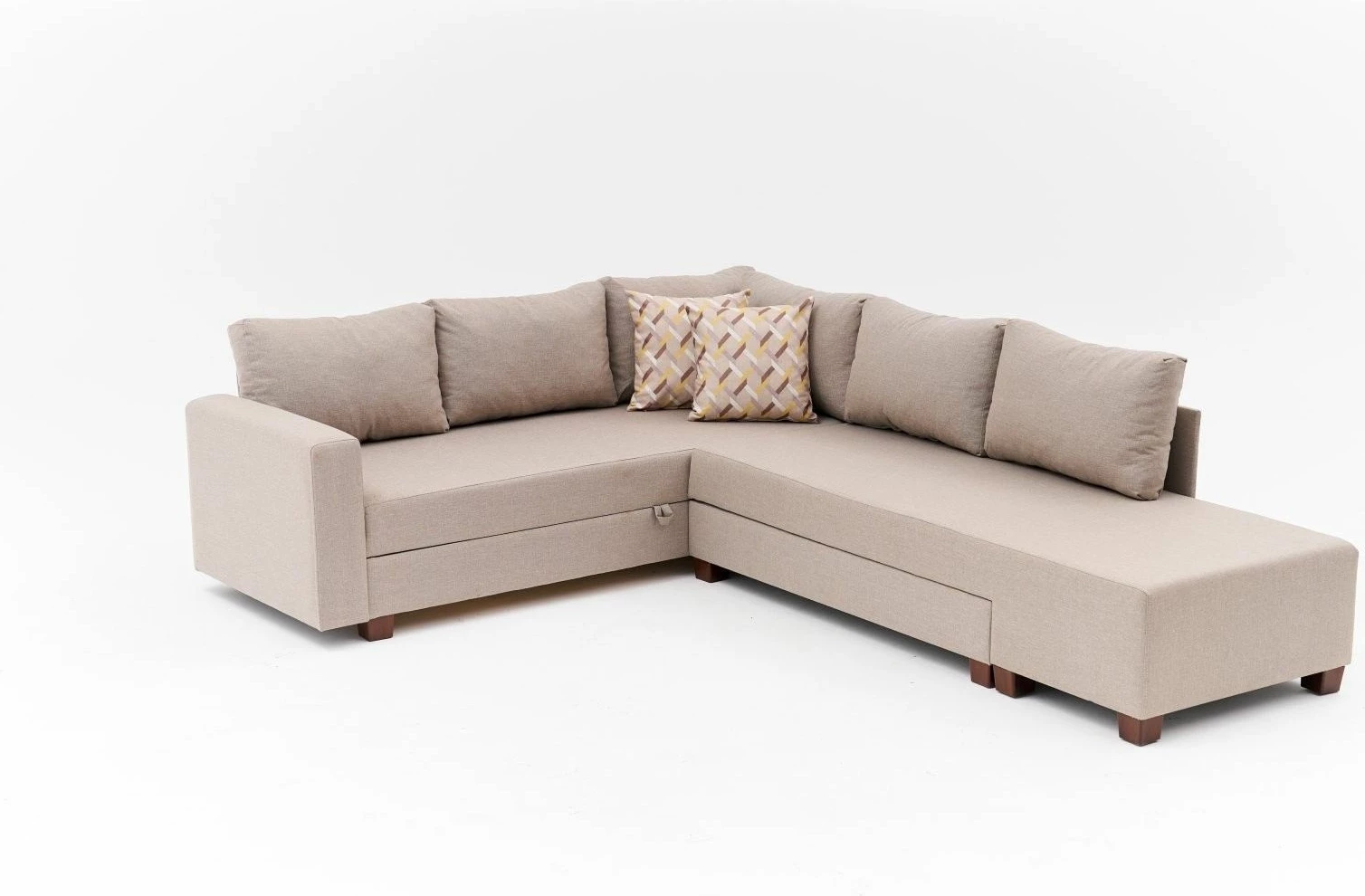 Kënd divan-krevat Atelier del Sofa, Aly, kënd i djathtë, bezhë