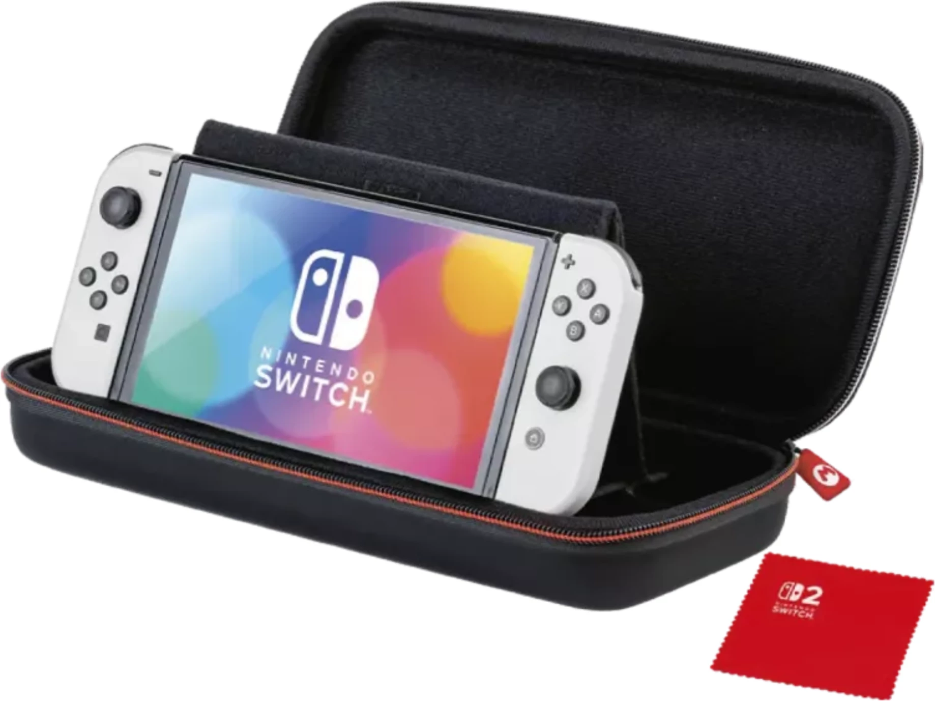 Kasë mbrojtëse Nacon Switch 2 Deluxe Mario Kart World, me stand, për 12 lojëra + 4 karta memorie, multikolor