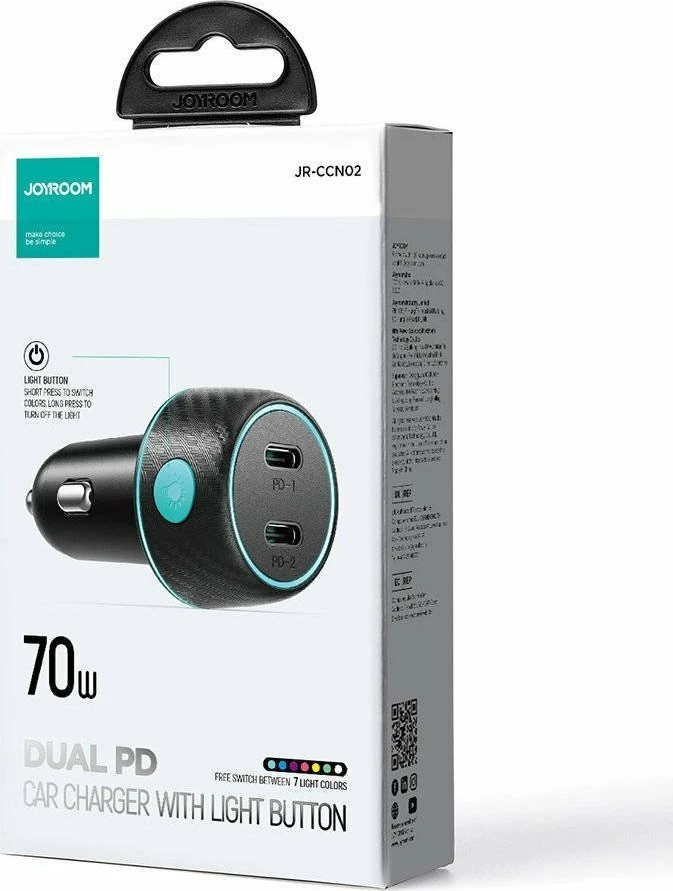 Karikues veture Joyroom JR-CCN02 70W 2x USB-C PD/QC, i zi (JYR745)