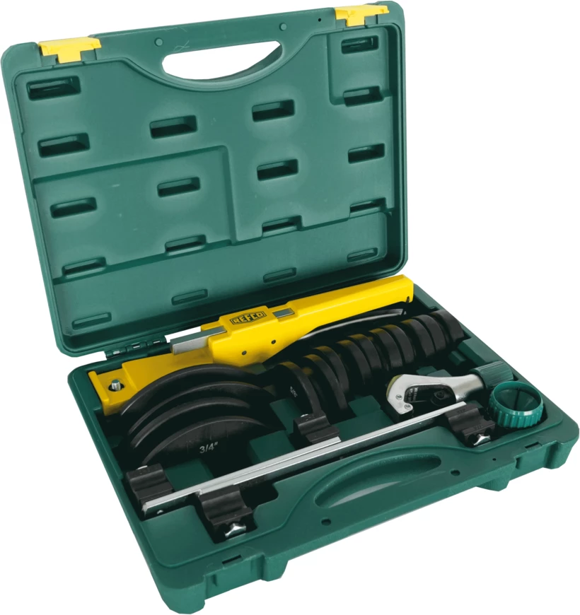 Set per lakimin e gypit te bakrit Refco 1/4"-7/2"-prerëse e gypit + gërryese 