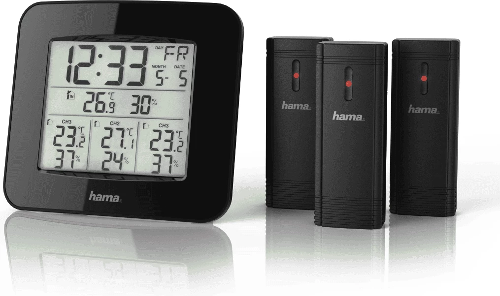 Stacion moti, Hama 00186311 (186311), ekran LCD, me 3 sensorë pa tela, zi