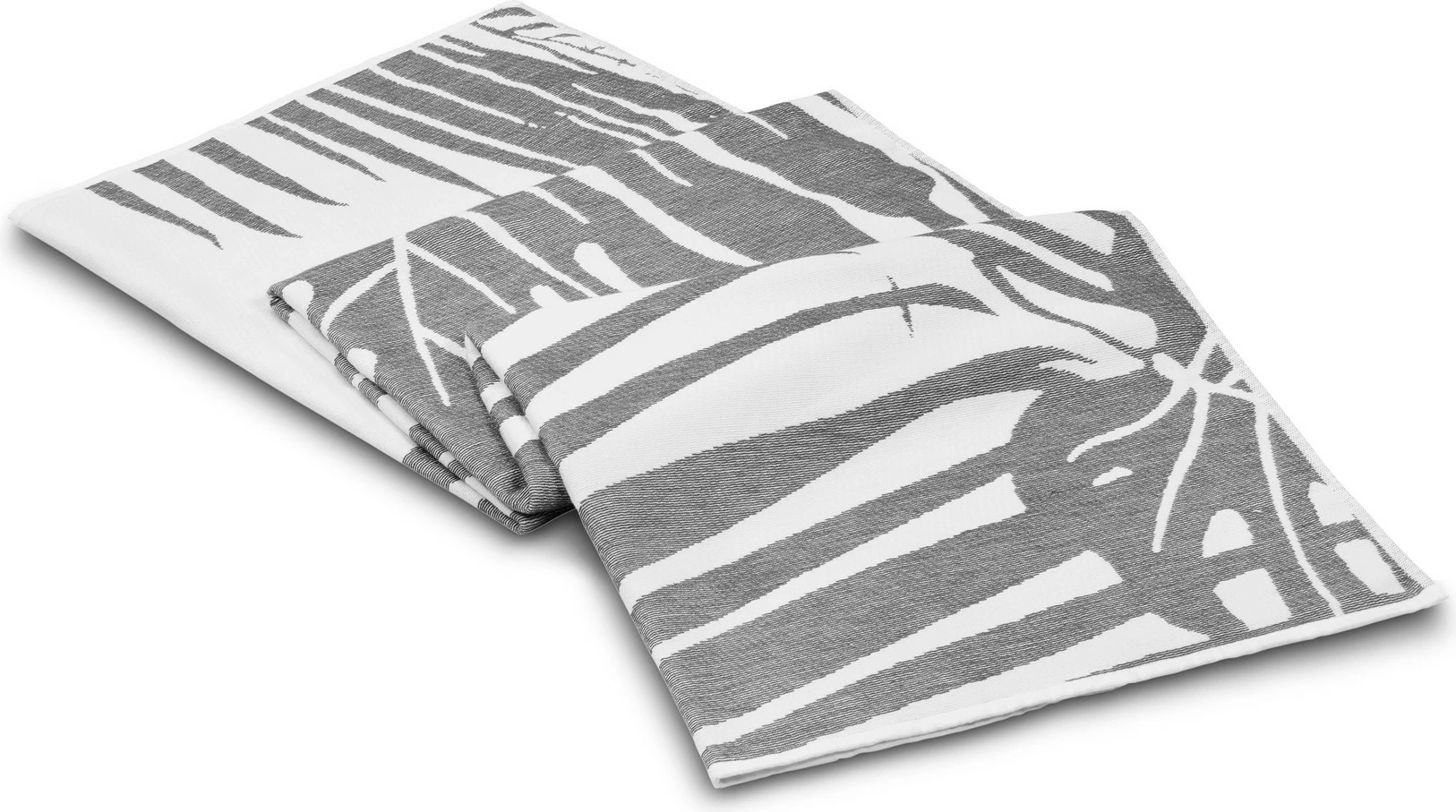 Peshqir plazhi Fouta, model Mijölnir, gjethe, anthracite-bardhë