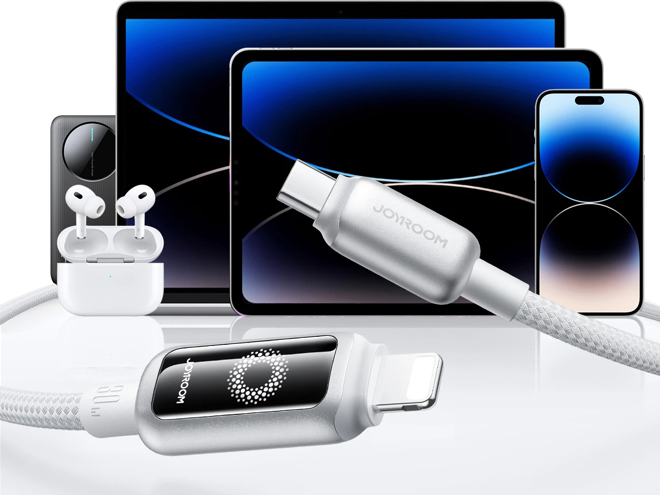 Kabllo karikimi dhe të dhënash, Joyroom, S-A55 StarFlight, USB‑C në Lightning, 30W, 1.2 m, e bardhë