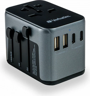 Adapter universal udhëtimi Verbatim UTA-03, 2x USB-A, 3x USB-C, 2500W, i zi