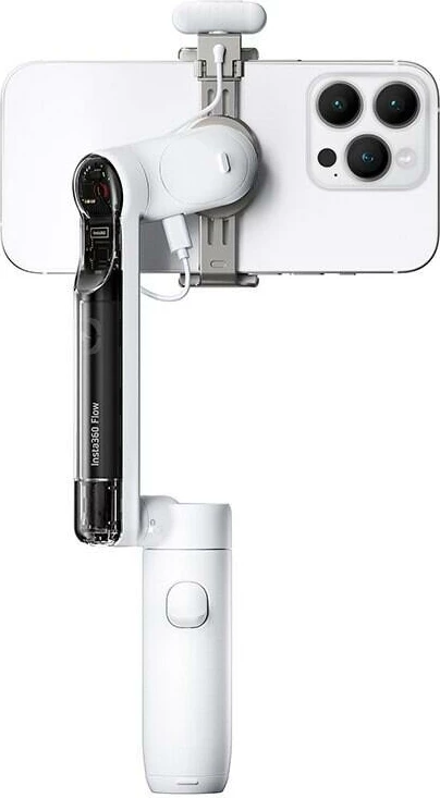 Stabilizues për celular, Insta360 Flow Creator Kit, 3-aks me AI tracking, bateri 2900mAh deri 12h, selfie stick 215mm dhe tripod i integruar, i bardhë