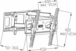Mbajtëse muri për TV Art AR-51 23-60" 50 kg, e zezë