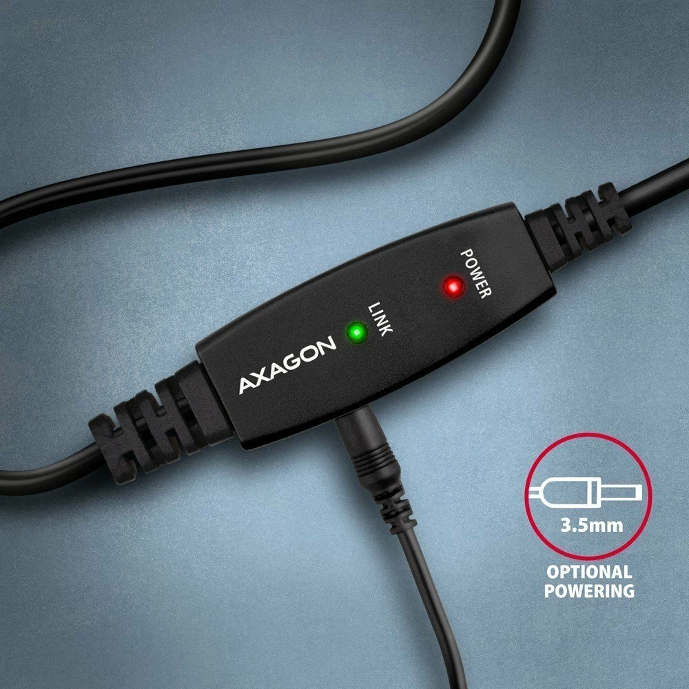 Kabllo USB Axagon ADR-215B USB-A në USB-B 15 m aktive (repeater), e zezë, set me kabllo energjie