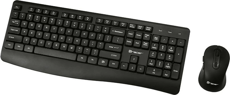 Set tastierë dhe maus Tracer BARTIX II RF NANO, pa tela 2.4 GHz USB nano, tastierë 104 taste me 12 multimedia QWERTY EN-US me mbështetëse kyçesh, maus optik 800–1600 DPI 6 butona, e zezë