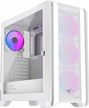 Kasë PREYON Nest Windy+ PRENWP04W Midi Tower ATX, 4x120mm PWM ARGB, USB-C, e bardhë