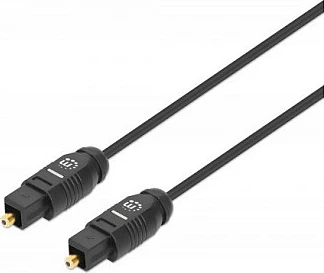 Kabllo audio optike MANHATTAN Toslink S/PDIF, 5 m, kontakte të veshura me ar, e zezë