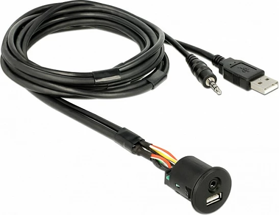 Kabllo zgjatëse USB-A DeLOCK 85718, 1.5 m, USB-A mashkull në USB-A femër, me jack 3.5 mm, e zezë