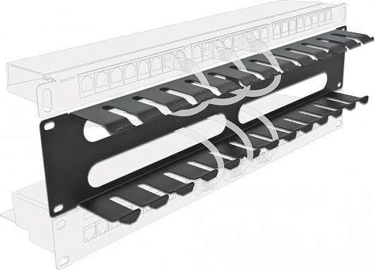 Panel menaxhimi kabllove DeLOCK 19" 2U, 4 hapje, metal, i zi