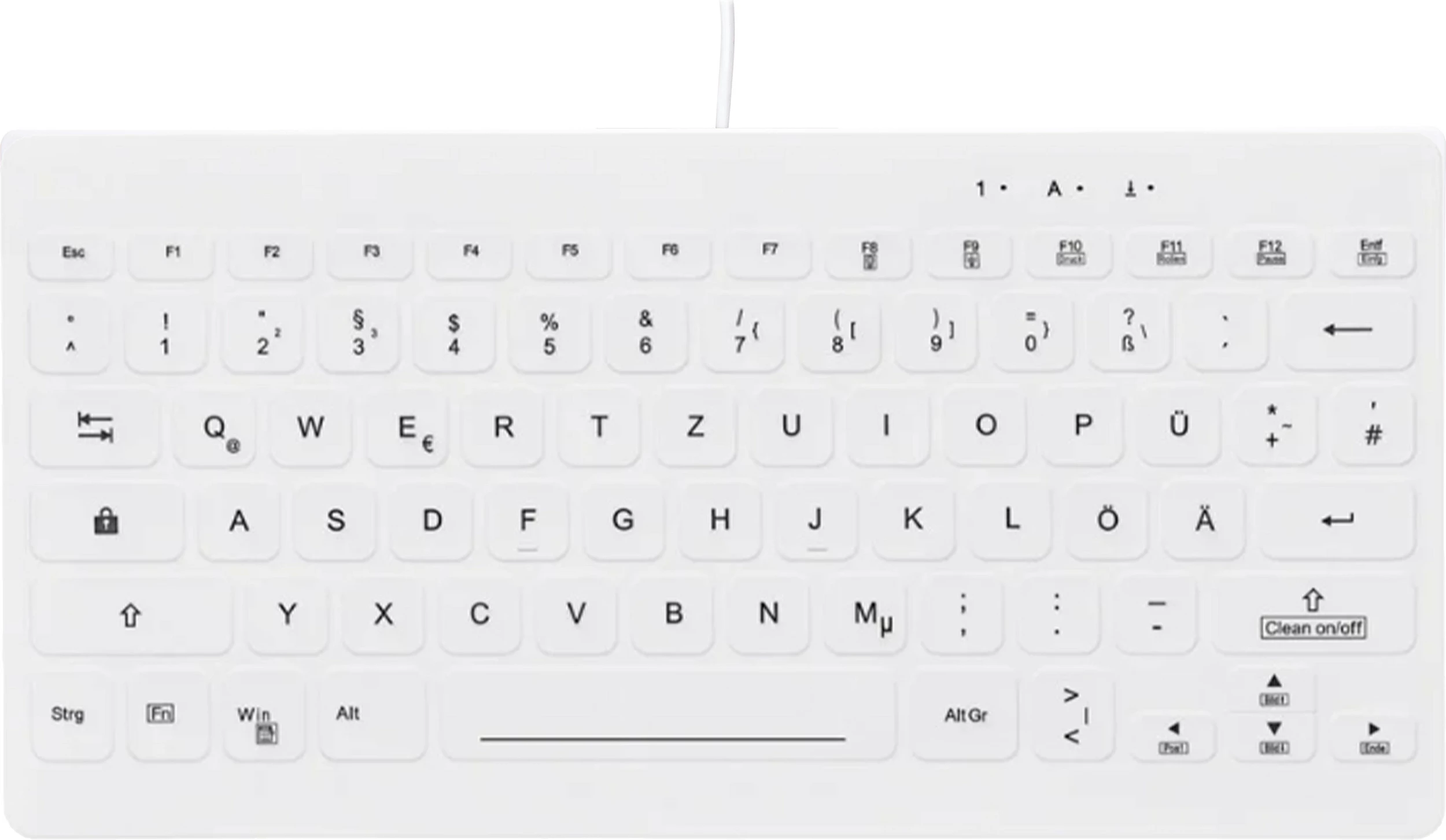 Tastierë Cherry AKTIVE KEY Hygiene Mini Ultraflat, stil notebook, e bardhë