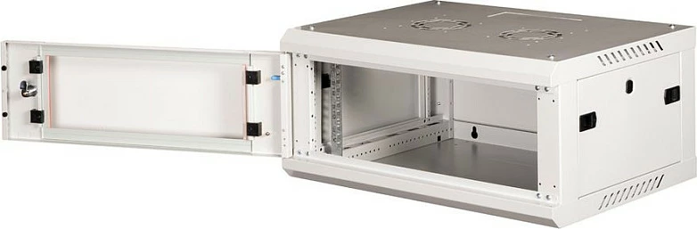 Kabinet rack ROLINE Basic Plus 19", 4U, 600x450, montim në mur, derë xhami, gri