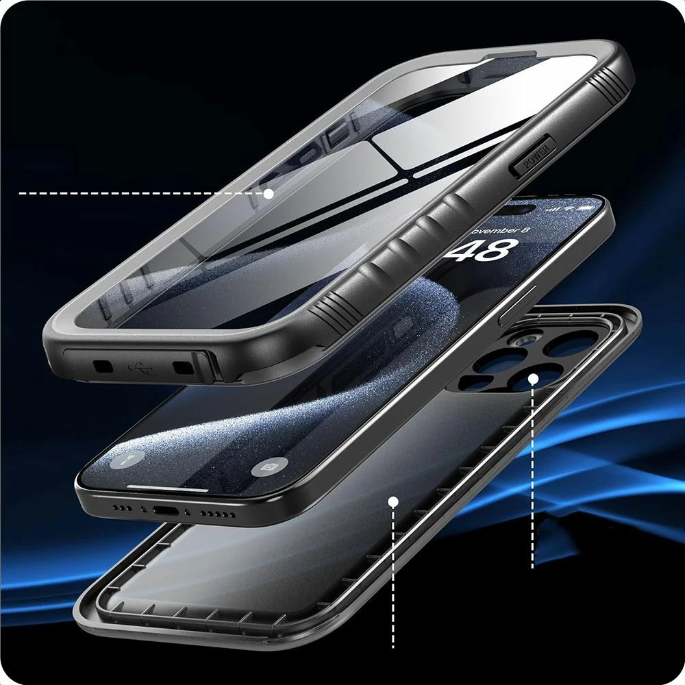 Mbështjellës Tech-Protect ShellBox IP68 për iPhone 15, i zi