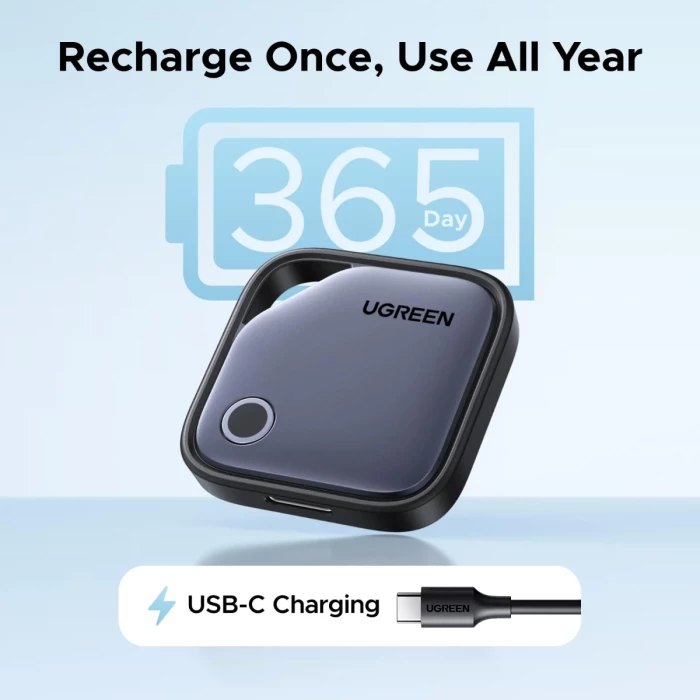 Tracker Bluetooth UGREEN Finder Pro 75646P, USB-C i rikarikueshëm, 4 copë, i zi