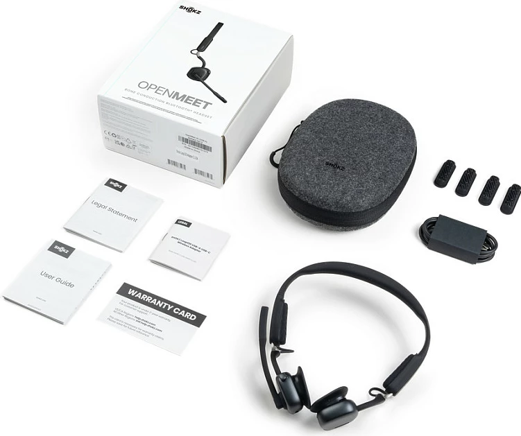 Kufje Shokz OpenMeet, Bluetooth wireless, bone conduction, me mikrofon, të zeza