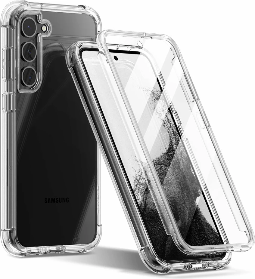 Mbështjellës, Tech-Protect Kevlar për Samsung Galaxy S23+, ndërtim dy-shtresor me mbrojtës ekrani të integruar, mbrojtje 360°, transparente