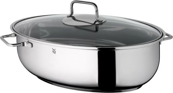 Enë pjekjeje WMF me kapak xhami dhe termometër, çelik inoks