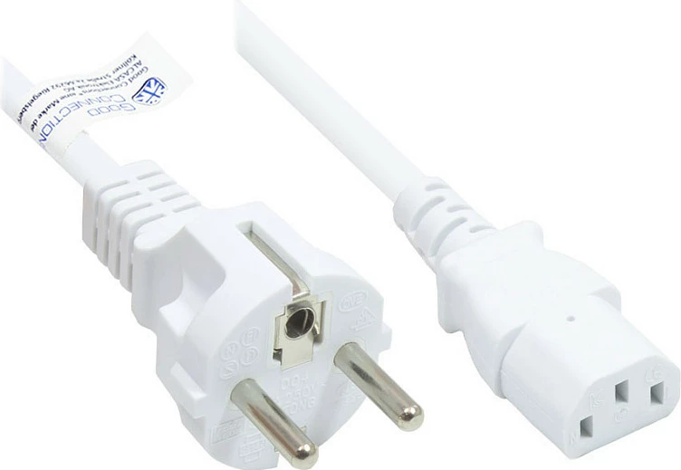 Kabllo rryme GoodConnections Schuko në IEC C13, 1m, e bardhë