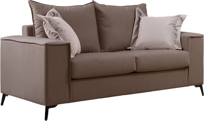 Set divanësh Verona 2 pjesë, pëlhurë moka me jastëkë ngjyrë krem