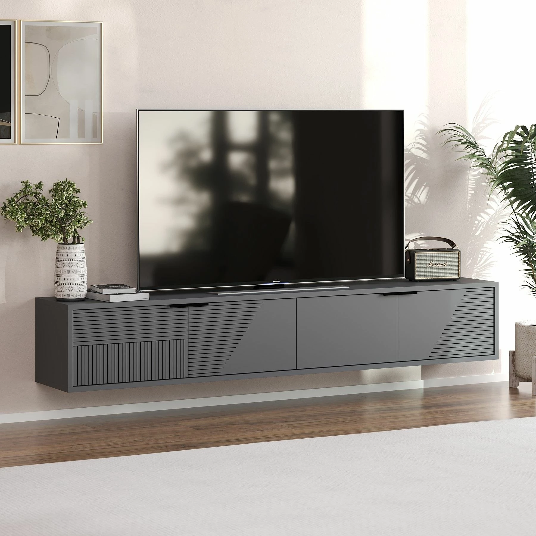 Komodë TV Skye Decor, ngjyrë antracit, Parla