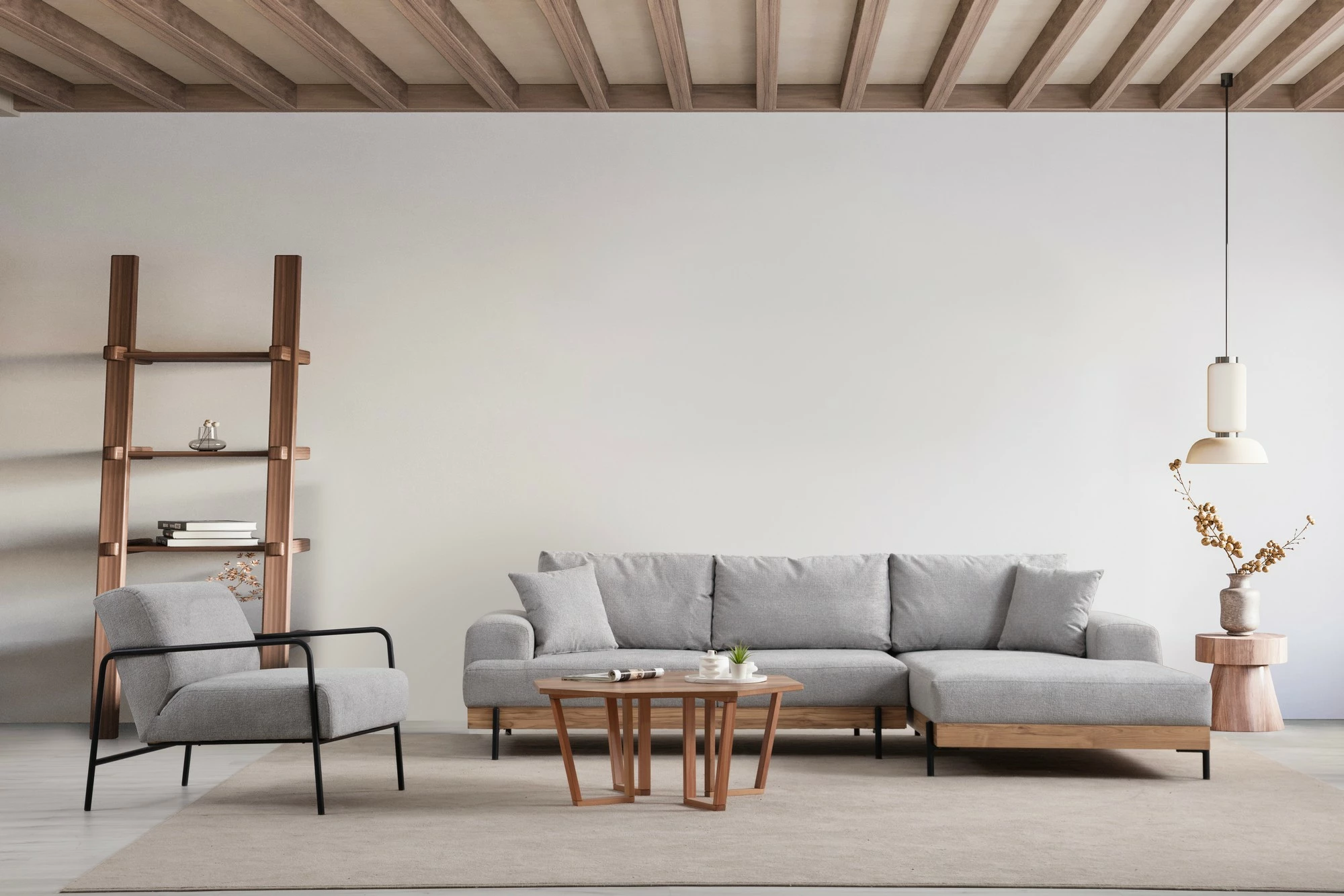 Këndare Atelier del Sofa, Eti Oak, e djathtë, ngjyrë gri