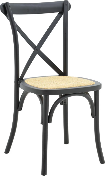 Karrige Dylon e grumbullueshme, dru ahu i zi, ulëse ratan natyral, 48x52x89cm