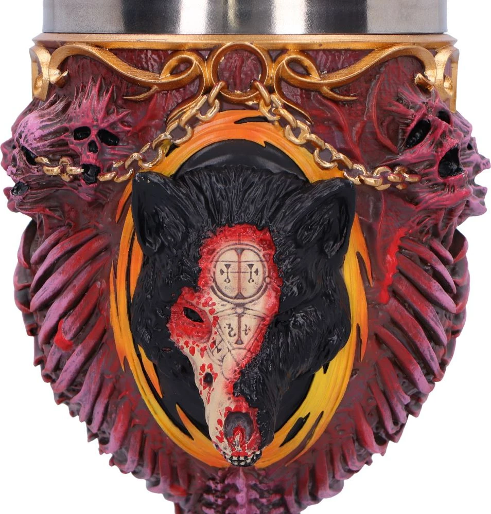 Krigë koleksionuese NEMESIS NOW Diablo IV Mephisto, rezinë e pikturuar me dorë, me insert inox, e kuqe/zezë me aksente ari