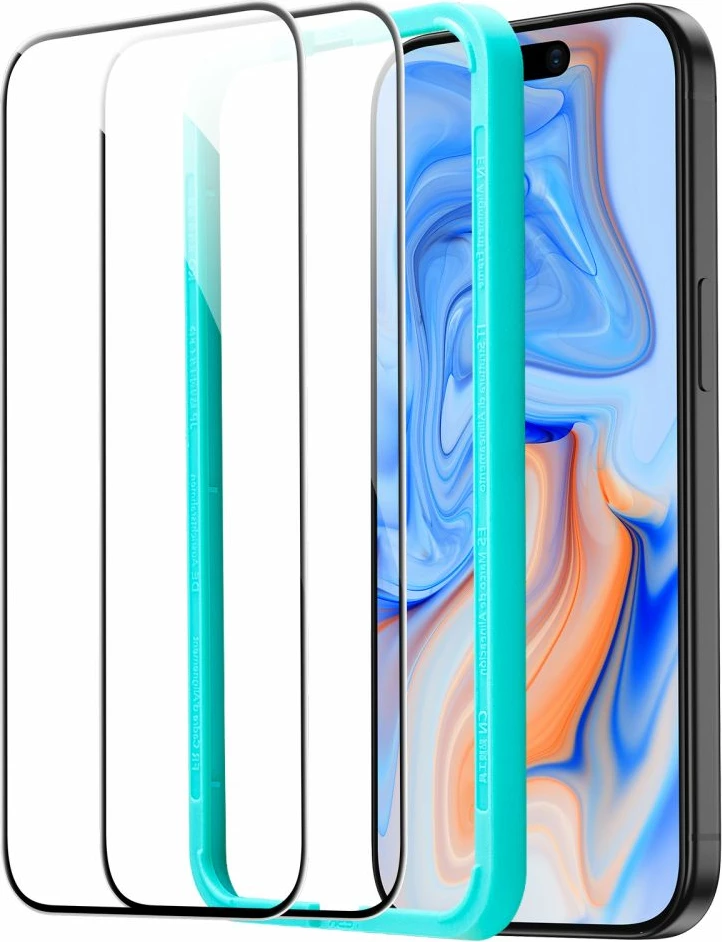 Mbrojtës xhami ESR për iPhone 15, 2 copë, i zi