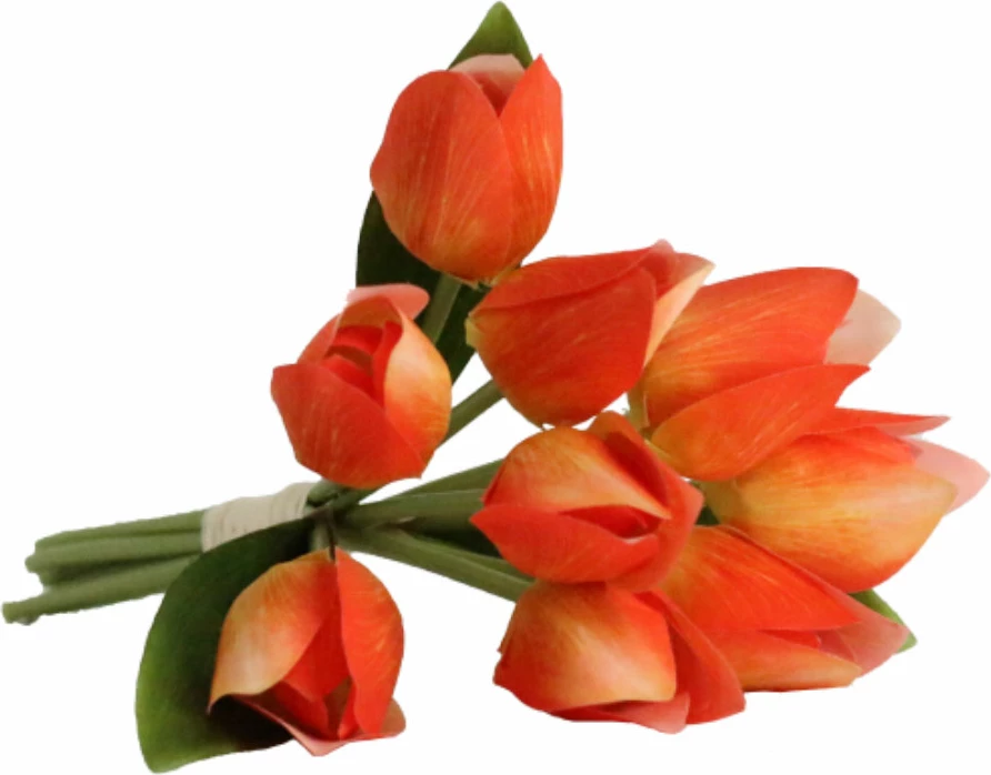 Buqetë me lule tulipane artificiale, material stof-polieseter, portokalli, 16x16x30cm
