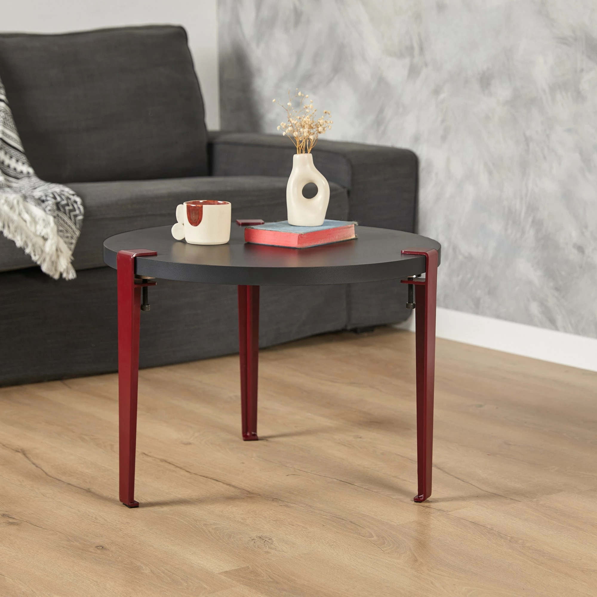 Tavolinë kafeje, Skye Decor, Fregoia, antracit-burgundy