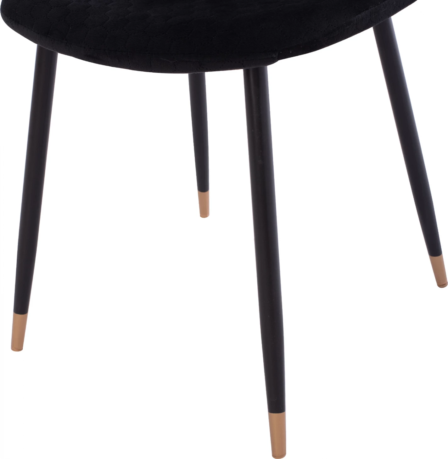 Karrige Lucille, kadife e zezë, skelet metalik, 45x56x81 cm, set prej 4 copash