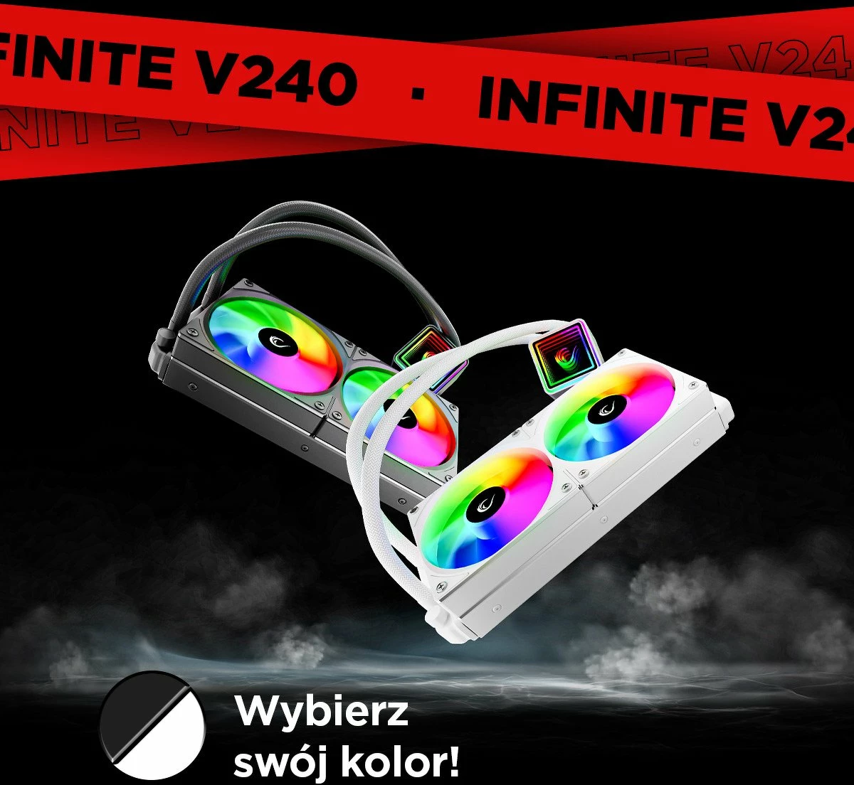 Ftohës uji AIO Rampage INFINITE V240 240mm ARGB 2x120mm, i bardhë