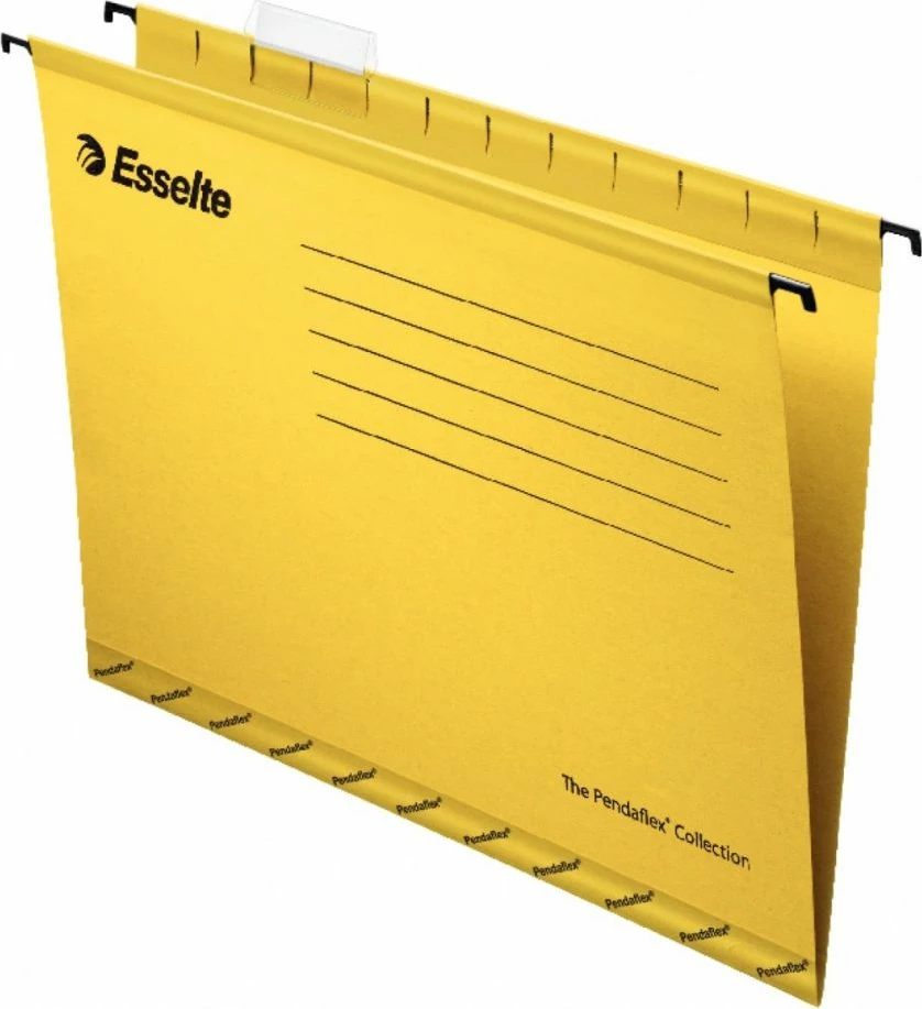Dosje e varshme Esselte Pendaflex 90314, karton 210 gsm, me mbajtës etikete dhe etiketa, e verdhë