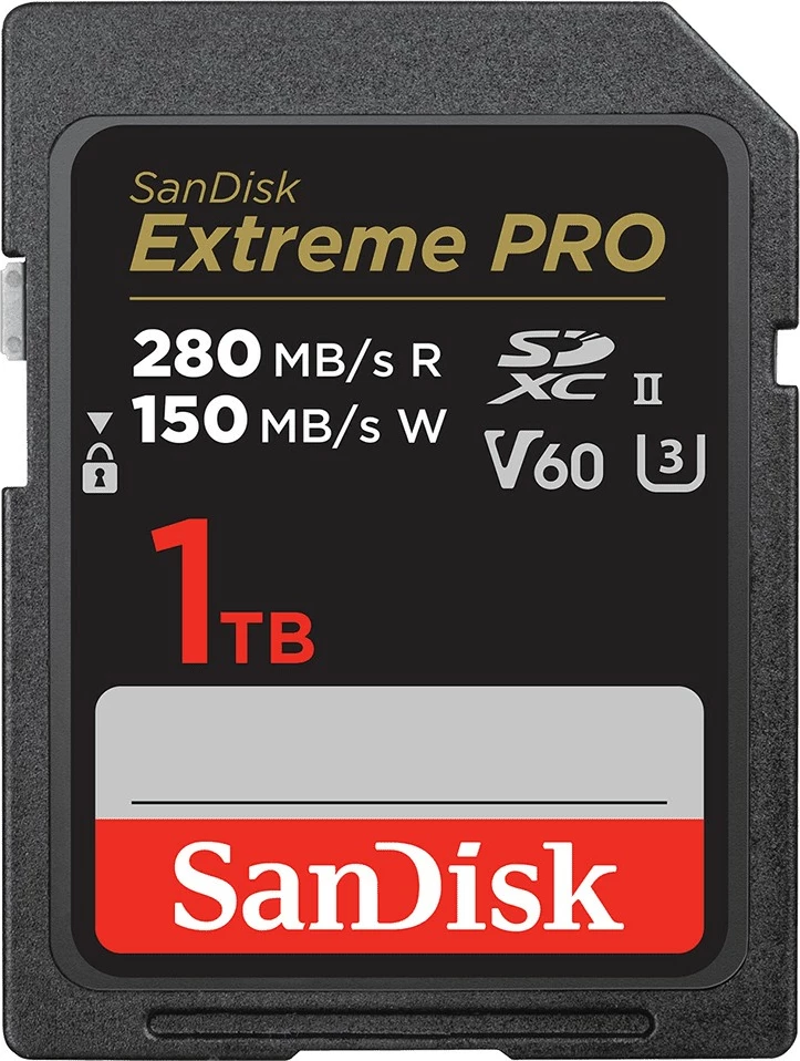 SD kartelë Sandisk Extreme PRO 1TB, SDXC, UHS-II, 280MB/s, 150MB/s, e zezë