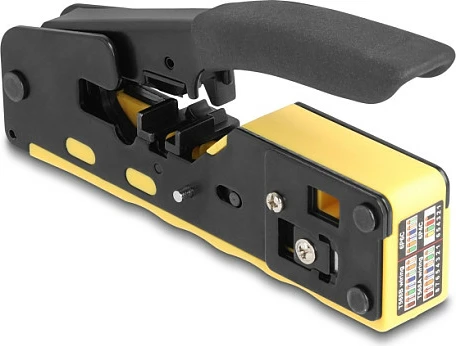 Pincë krimpimi DeLOCK 90583, për RJ-11/RJ-45, me prerës/zhveshës kablli, zezë/verdhe