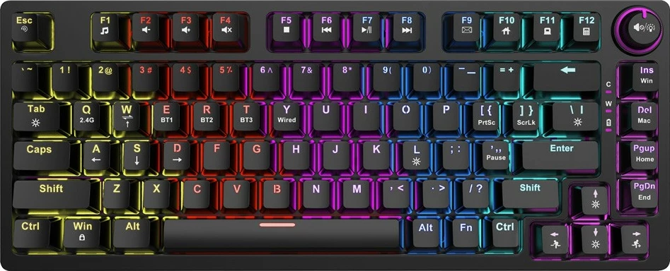 Tastierë mekanike wireless Savio Phenix, Gateron Yellow Pro, 82 taste, RGB, e zezë