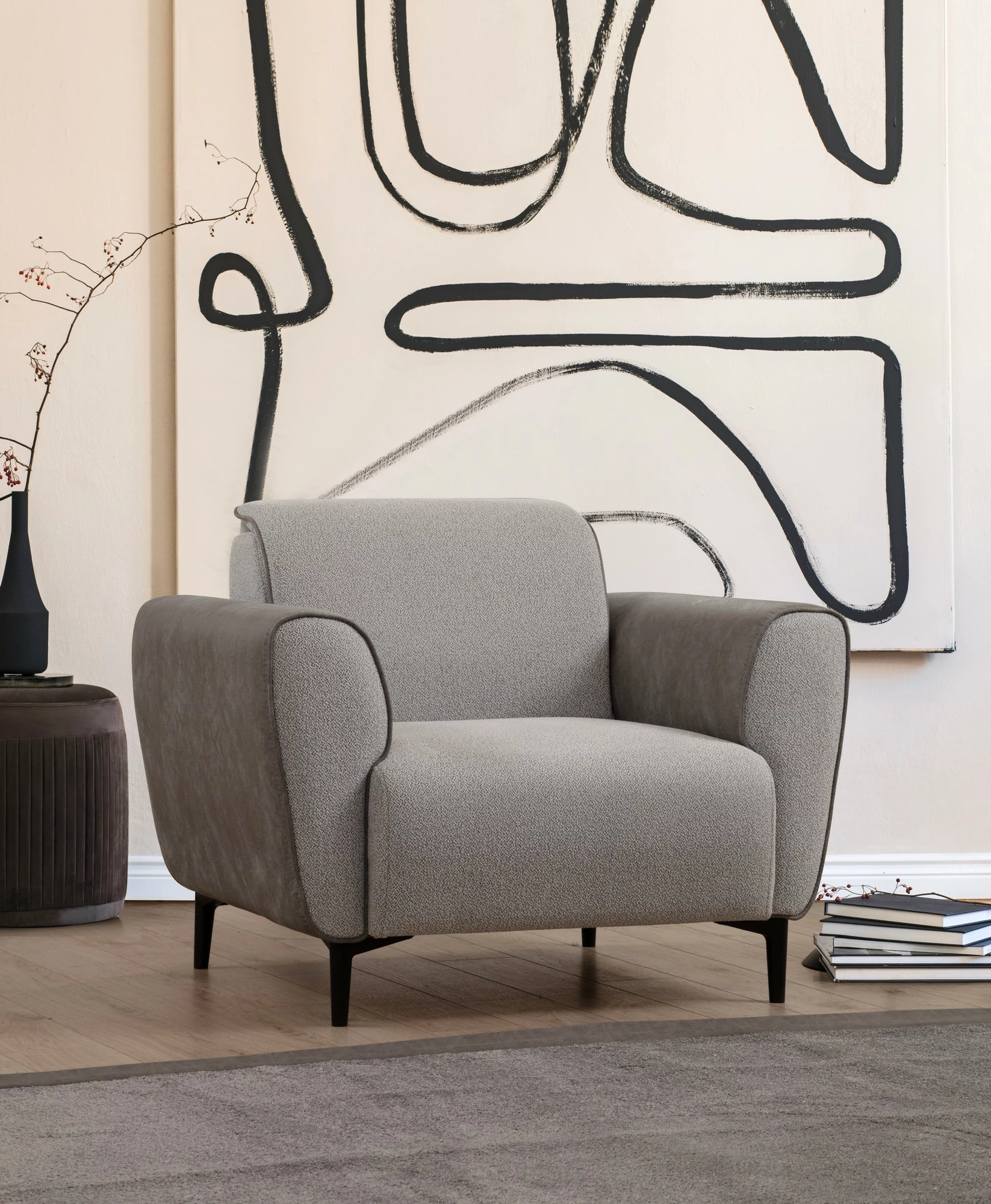 Karrige një vendëshe Atelier del Sofa, ngjyrë gri