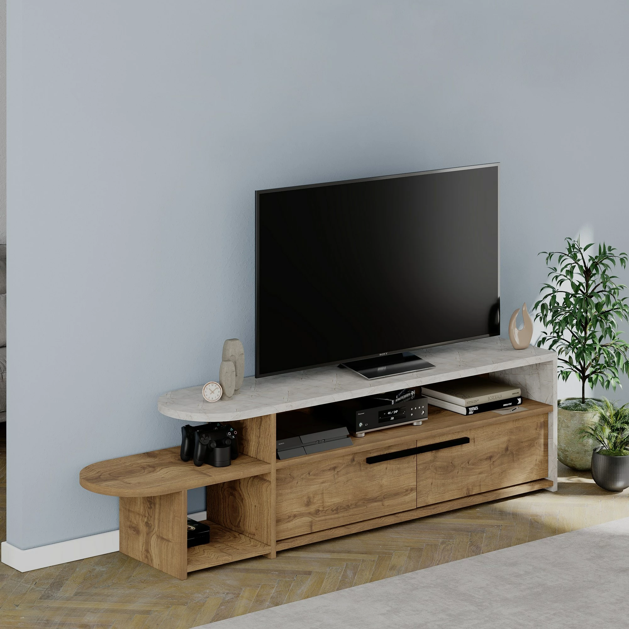 Komodë TV Skye Decor, ngjyrë Lagina-Hitit