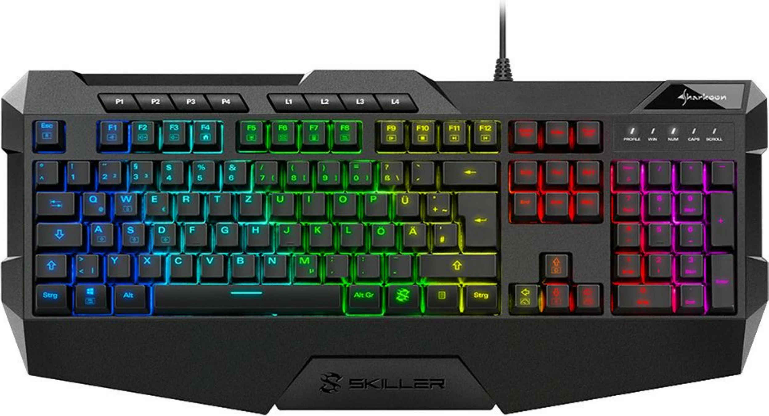 Tastierë Sharkoon SKILLER SGK4, Wired, USB, Membrane, QWERTZ, RGB LED, E zezë
