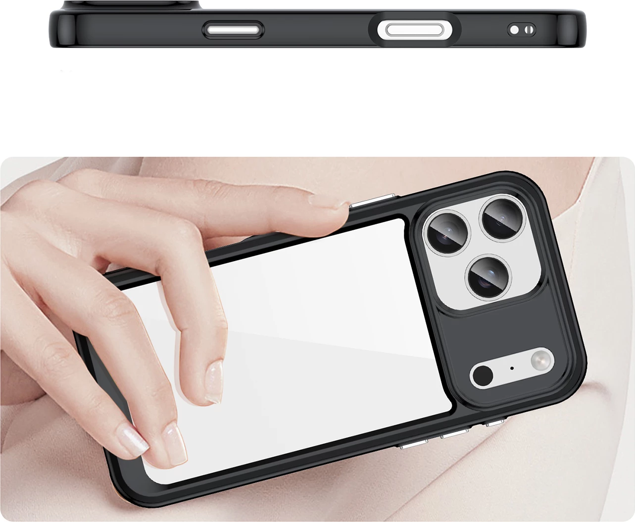 Mbështjellës Hurtel Outer Space për iPhone 17 Pro Max, MagSafe, i zi transparent