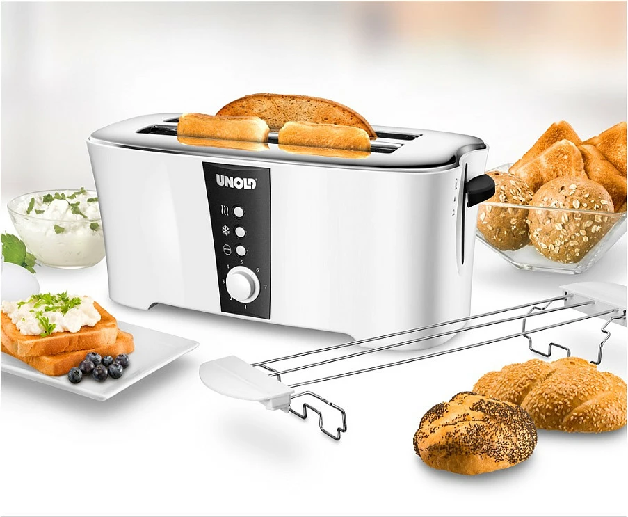 Tostues UNOLD Design Dual, 4 feta, 1350W, i bardhë